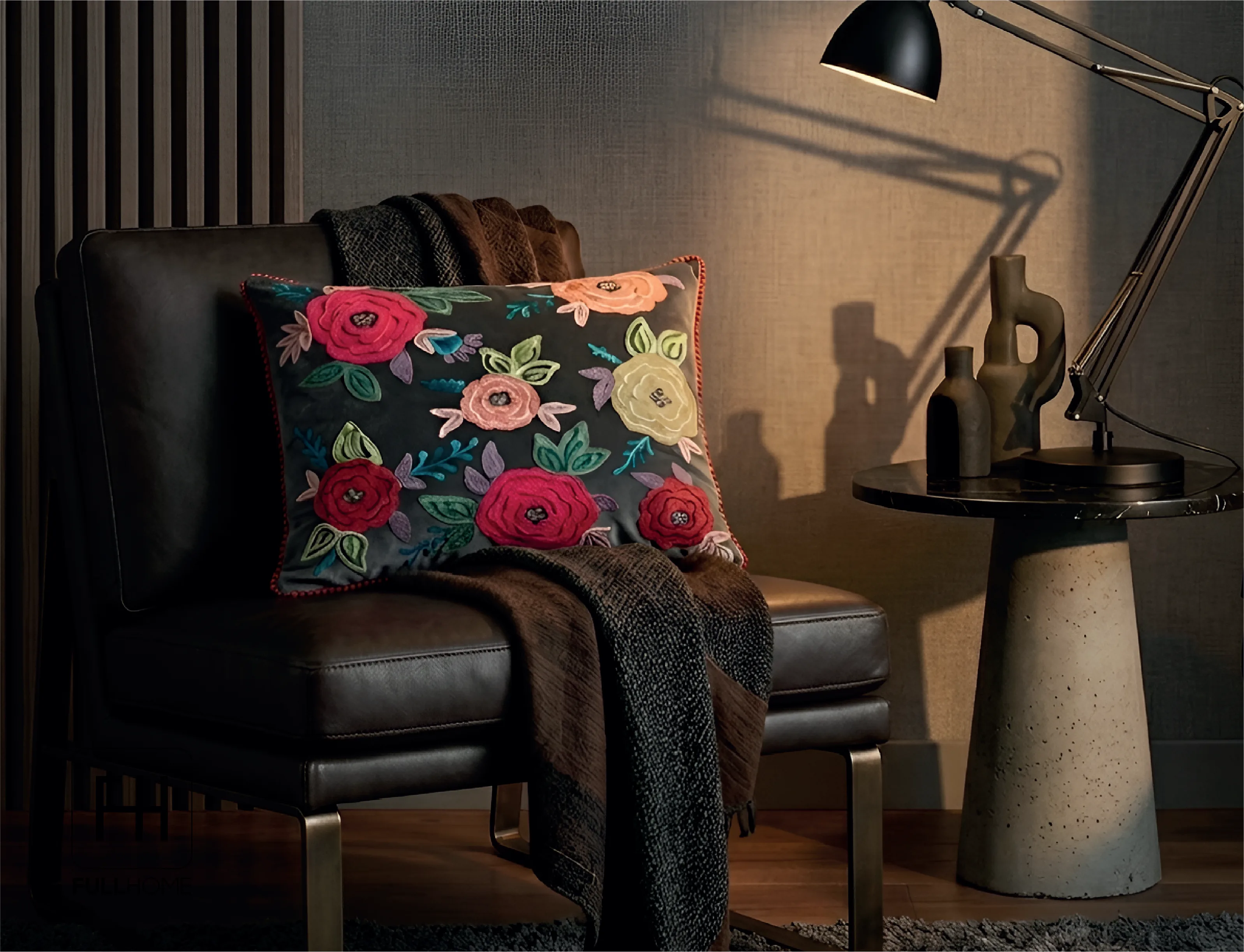 Charcoal Bloom Cushion