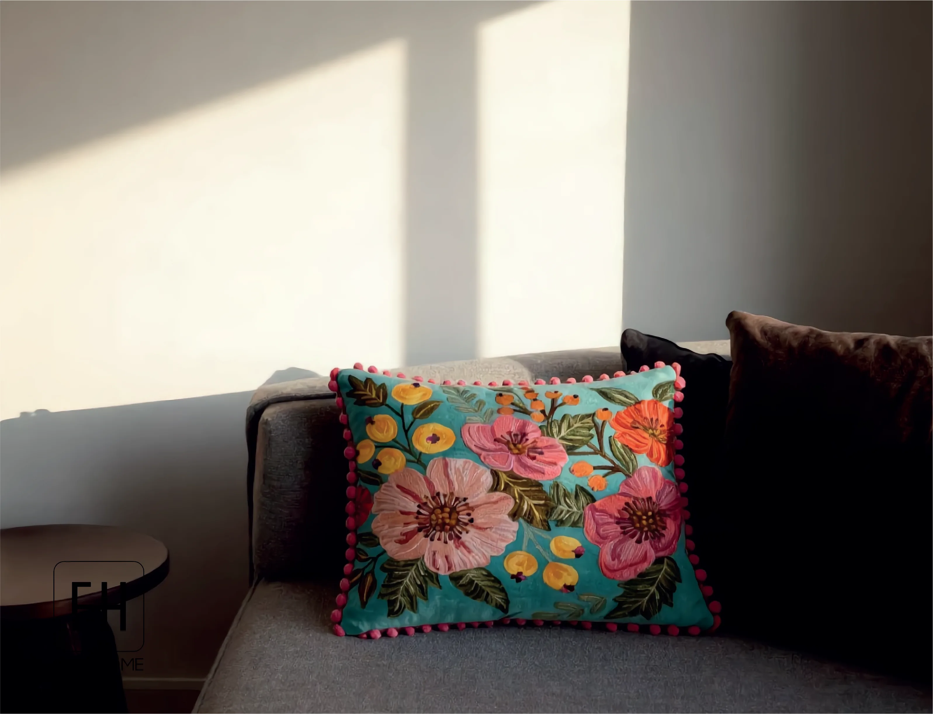 Teal Blossom Cushion