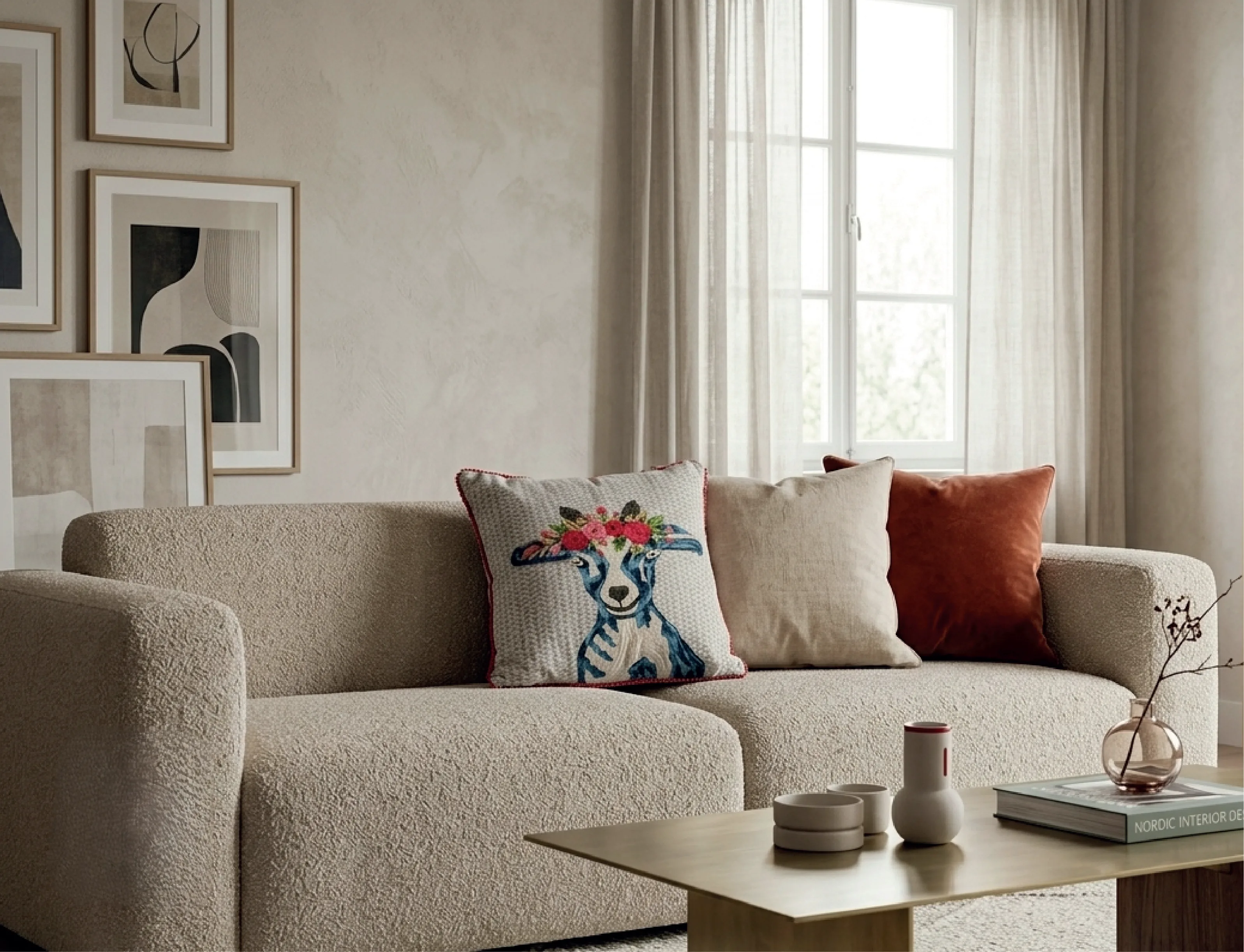 Floral Deer Cushion
