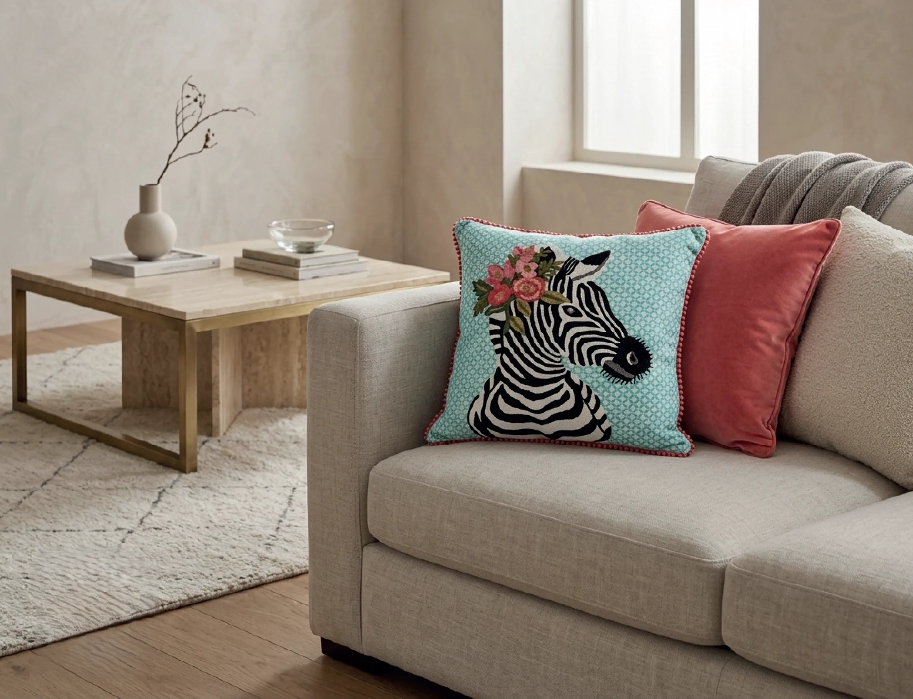 Floral Zebra Cushion